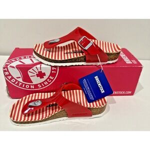 Birkenstock Kids Size EU 30 US K12 Gizeh Sandals Nautical Stripes Red